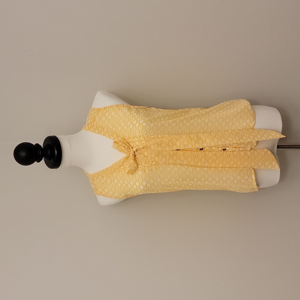 Xhilaration Sheer Yellow Orange Blouse with Bow Front
